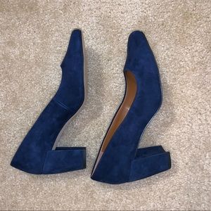 Beautiful blue suede leather shoes 3 inch heels